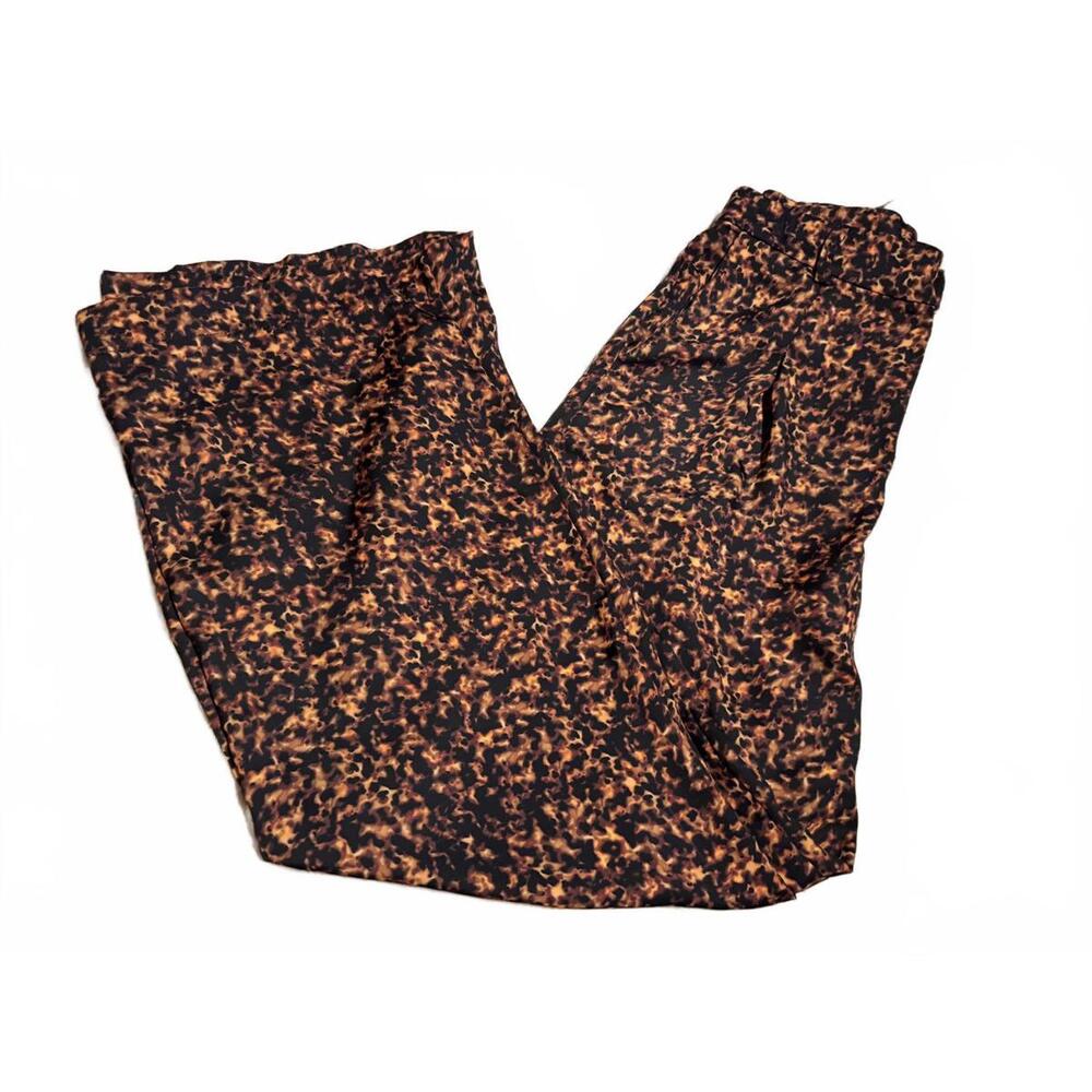 RESA black yellow brown leopard cheetah animal knit wide leg pants size small